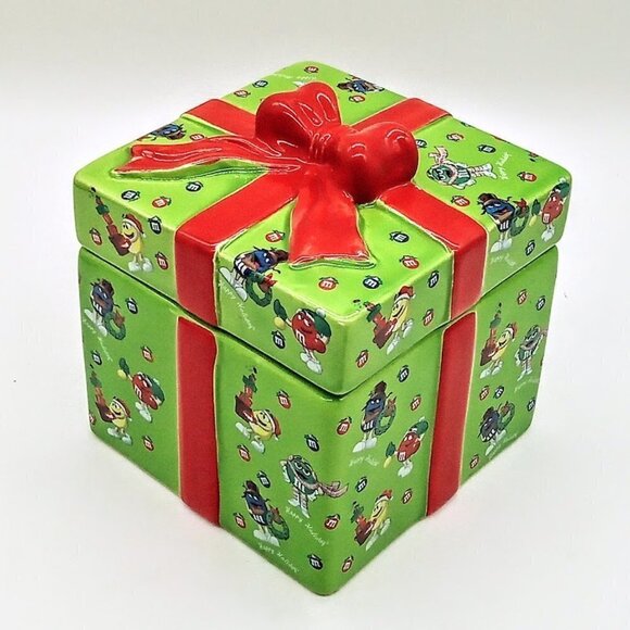 M&M Mars 2008 Holiday Square Ceramic Covered Box - Picture 1 of 7